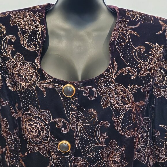 MORGAN TAYLOR EVENING Black & Gold Long Sleeve Jacket, 16W - Picture 3 of 9